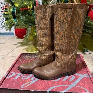 Lucchese Brown and Tan Over the Knee Boots